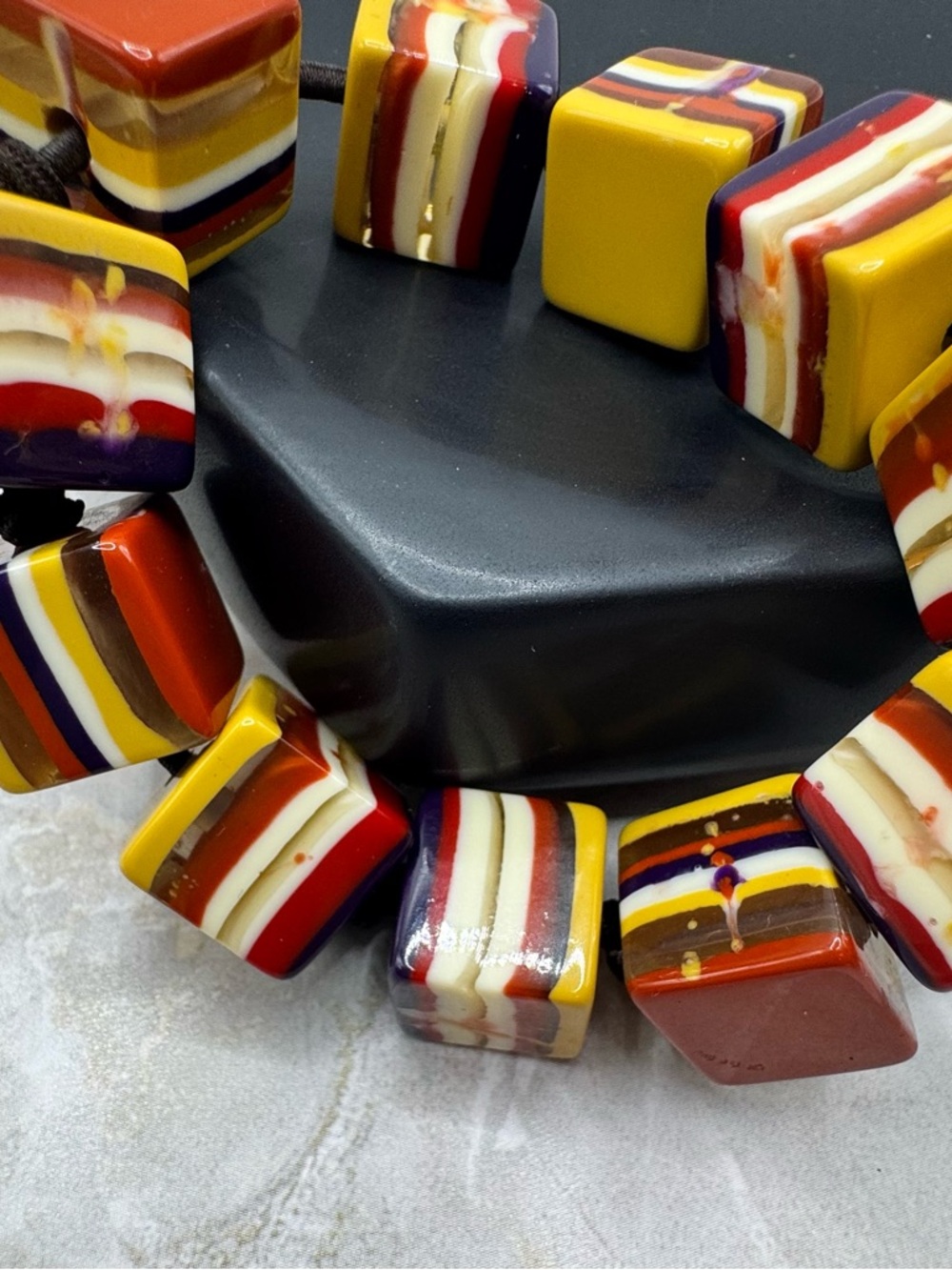 Sobral/ Jackie Brazil "Licorice Allsorts" Pop-Art Cube Stretch  Bracelet